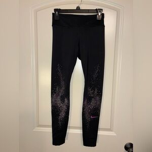 Nike Black Leggings with Pink Accents